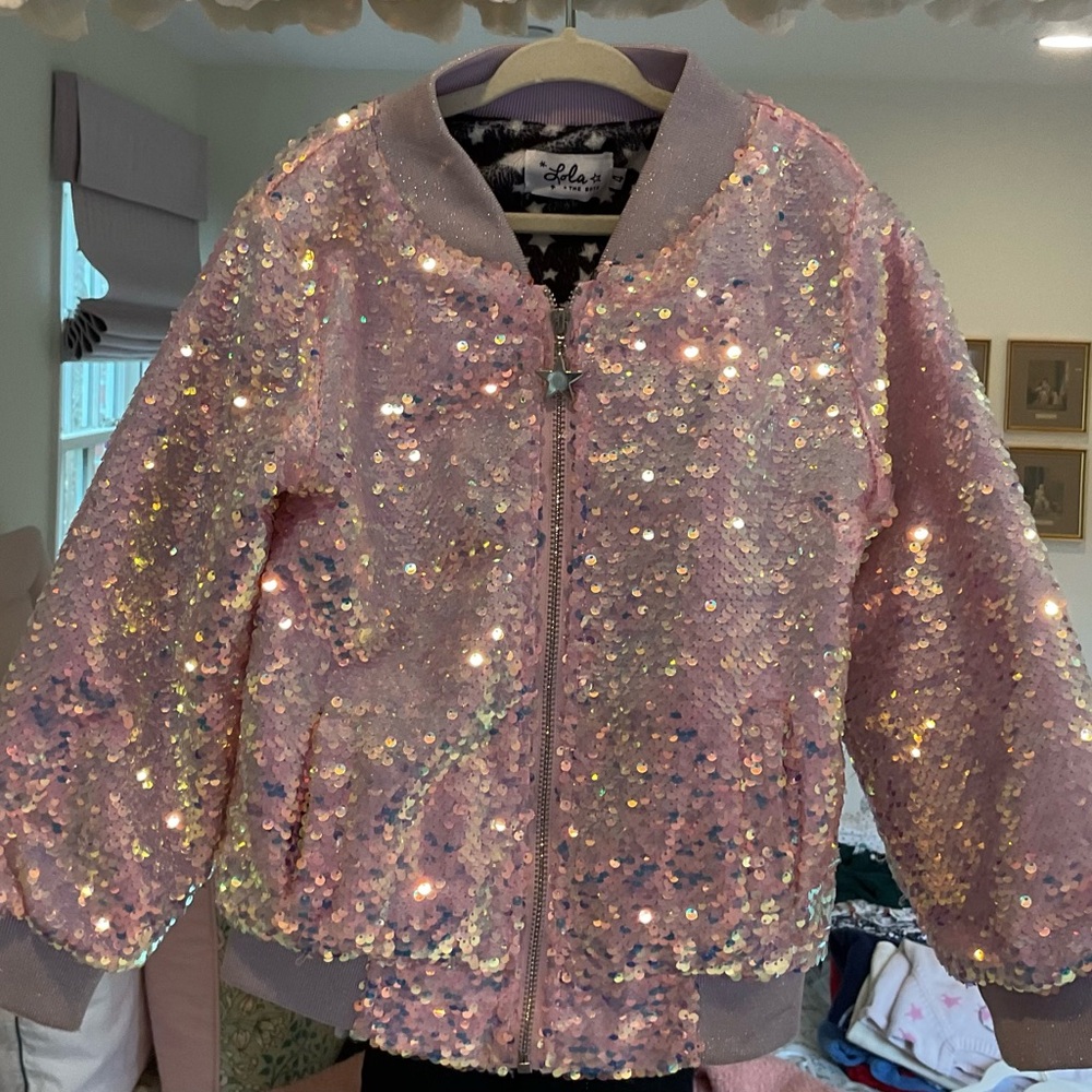 Lola + The Boys Iridescent Pink Sequin Jacket